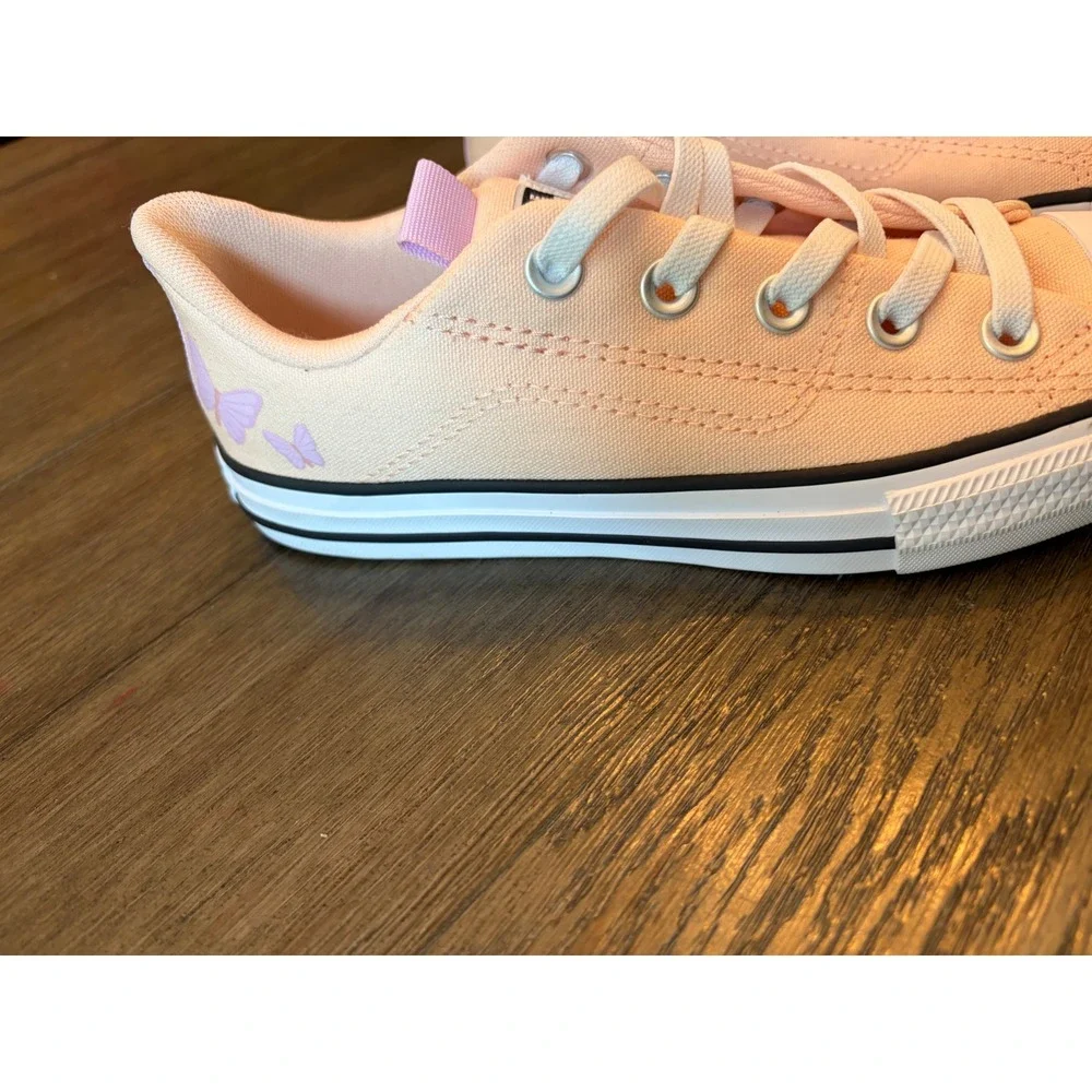 Converse All Star Sneakers Kids Size 3 Peach Butterfly Low Top A07352F